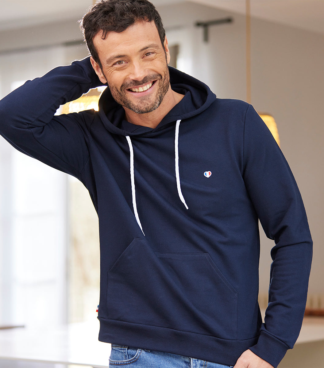 Sweat à capuche Homme Marine - L'Iconique