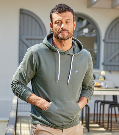 Sweat à Capuche Homme Sauge - L'Iconique