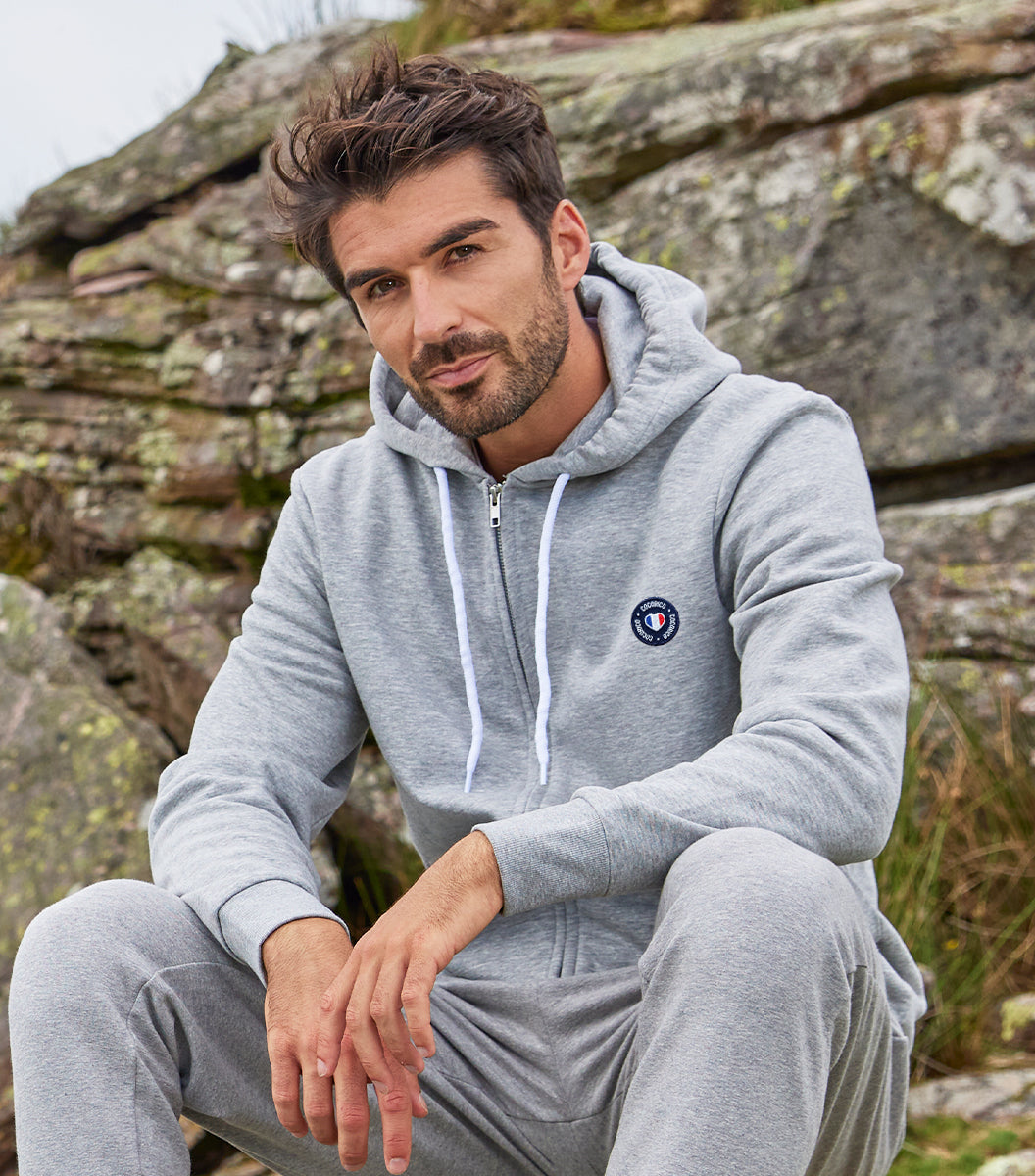 Sweat zippé Homme Gris - Blason