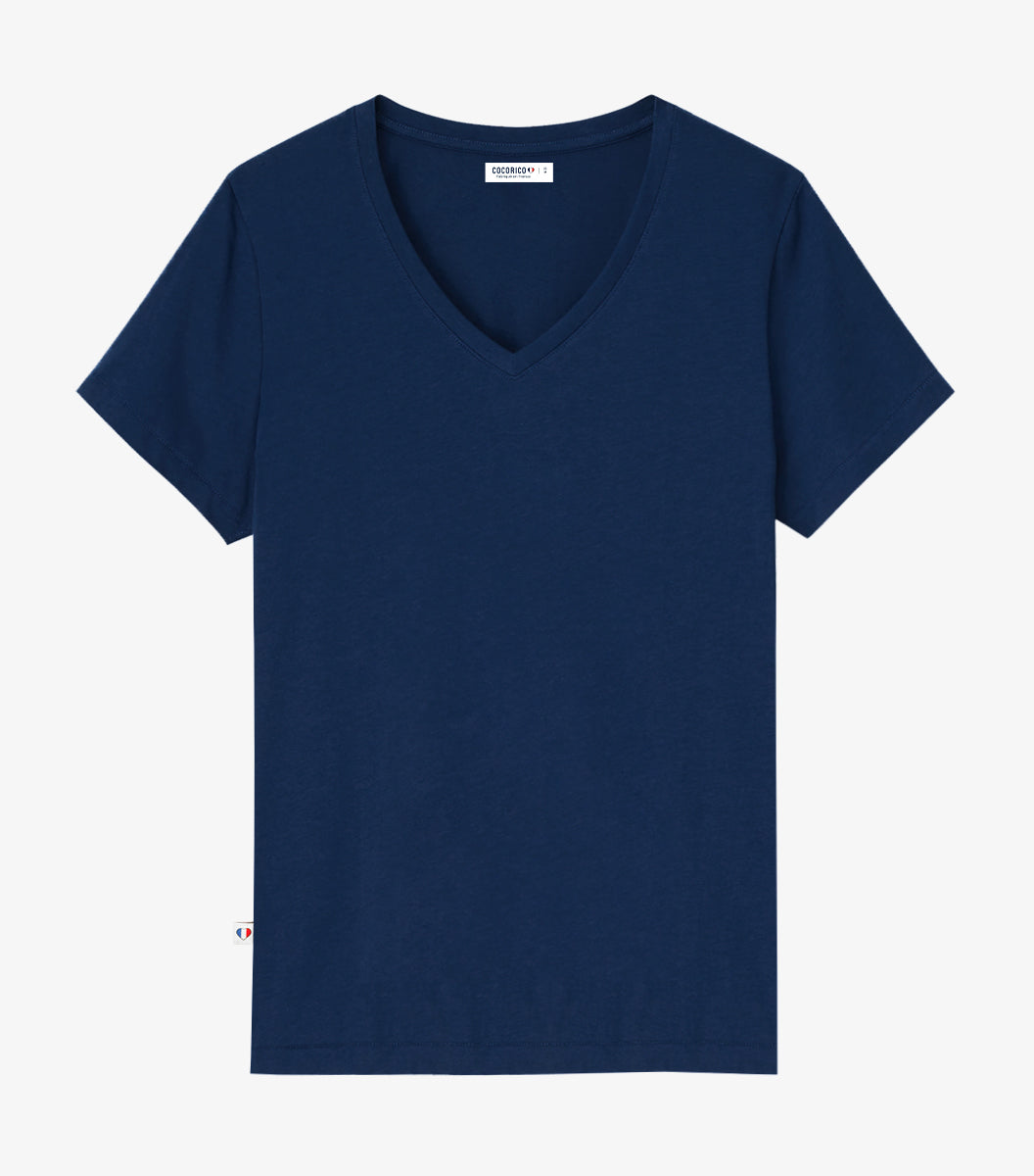 T-shirt col V Femme Marine - Intemporel