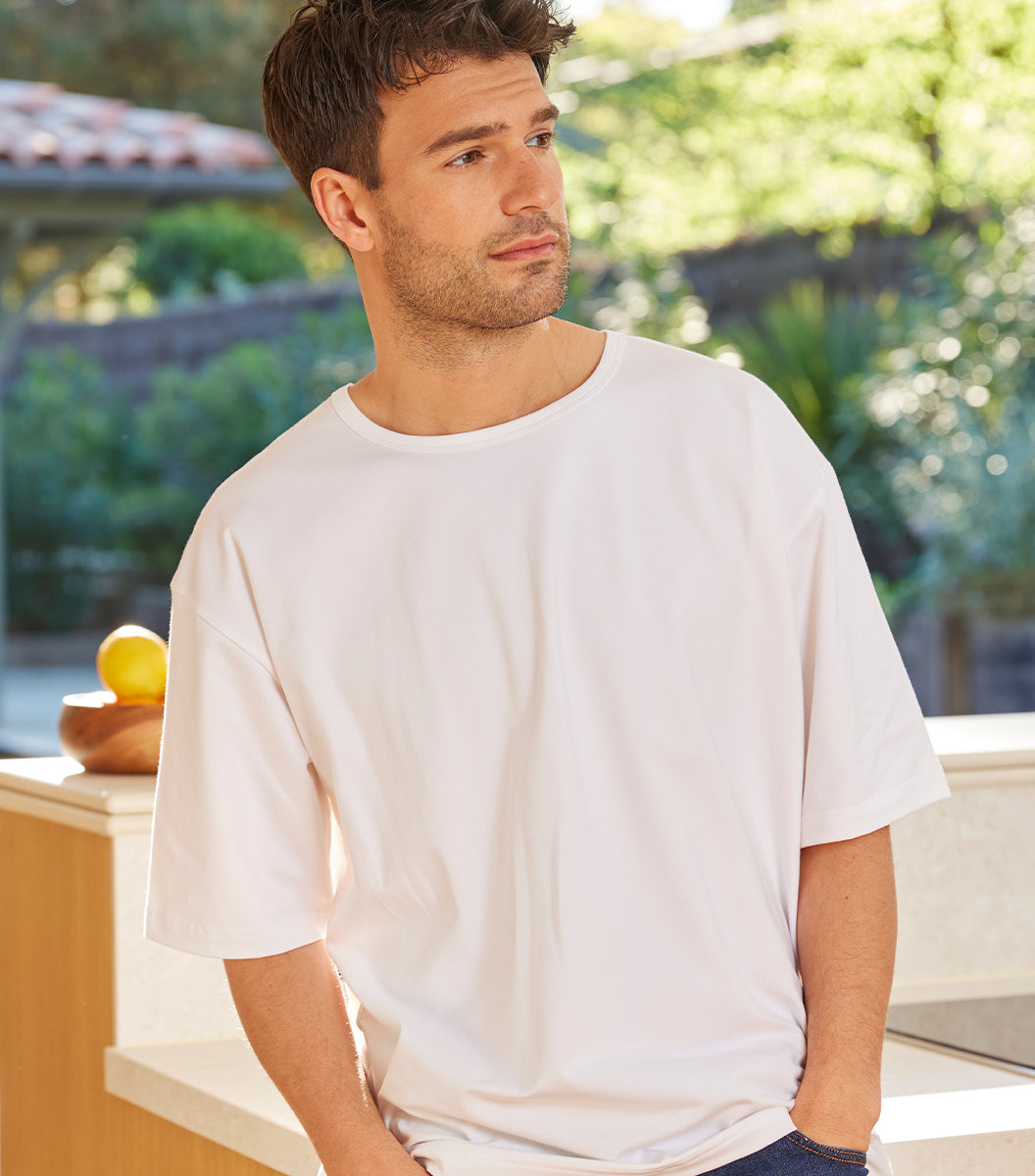 T-shirt Oversize Homme x3 - Pack Blanc/Noir/Bleu Jean