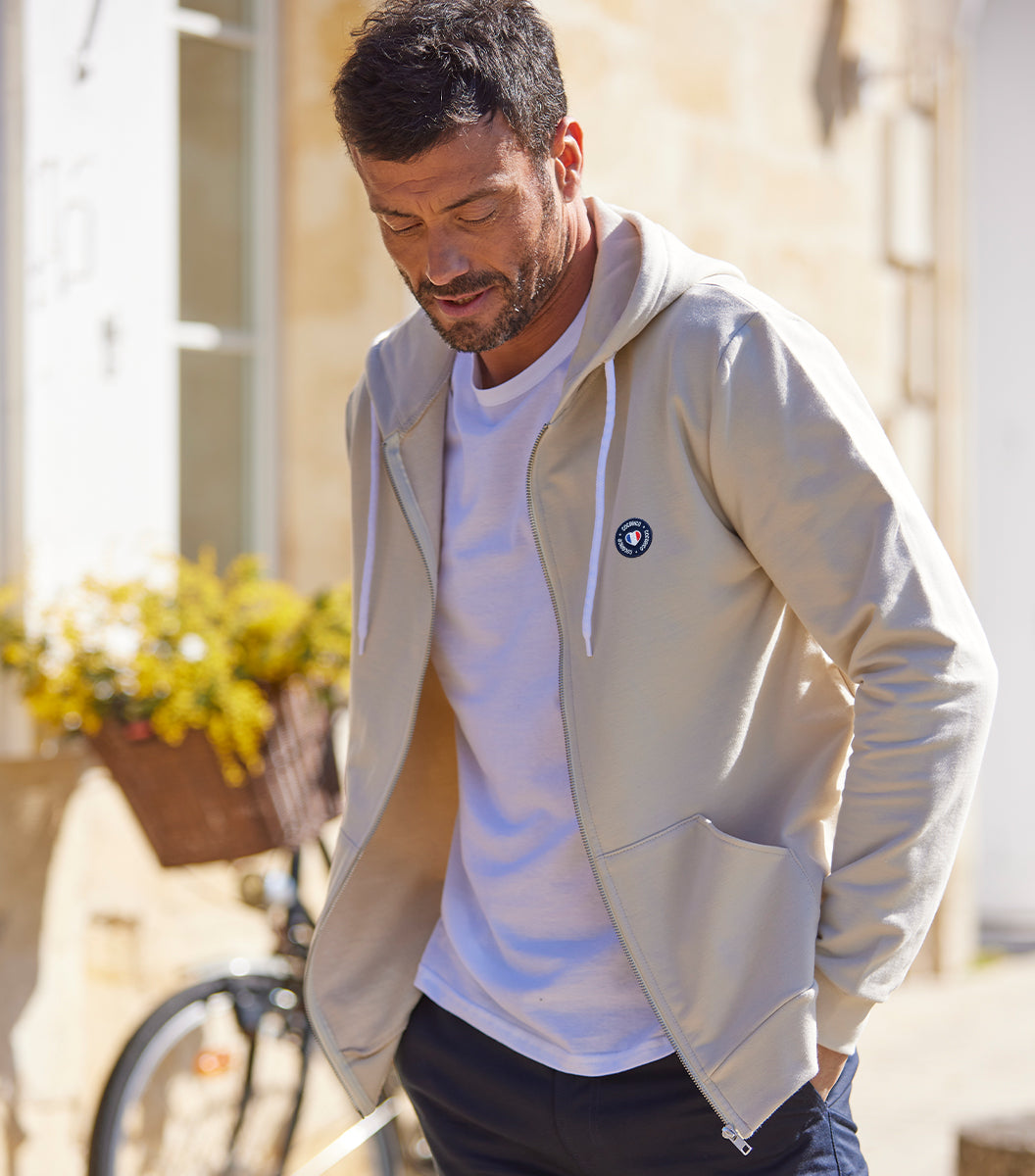 Sweat Zippé Homme Sable - Blason