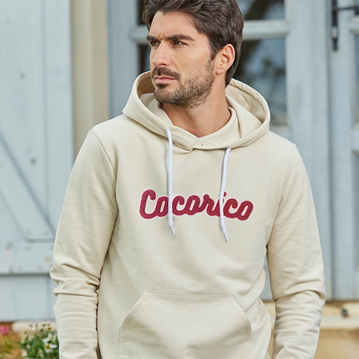 Sweat à Capuche Beige Homme