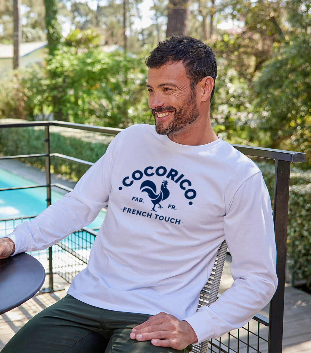 T-shirt Manches Longues Homme Blanc - Coq Français