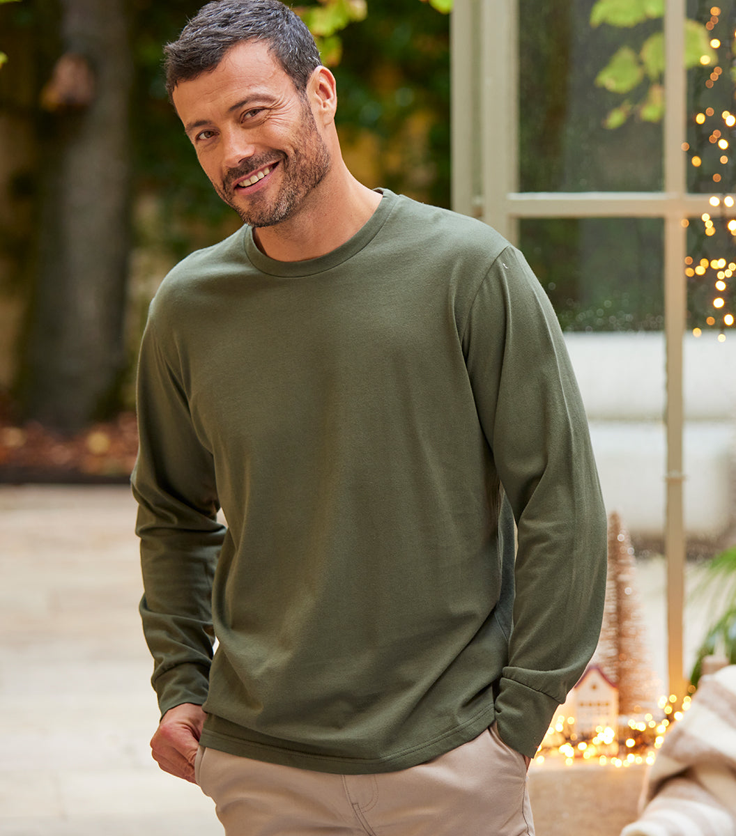 T-shirt Manches Longues Homme Kaki - Intemporel