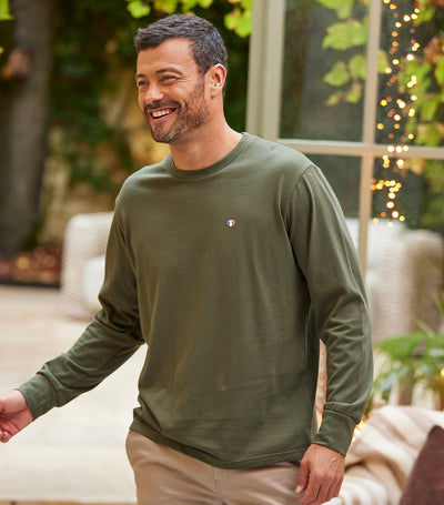 T-shirt Manches Longues Homme Kaki - Iconique