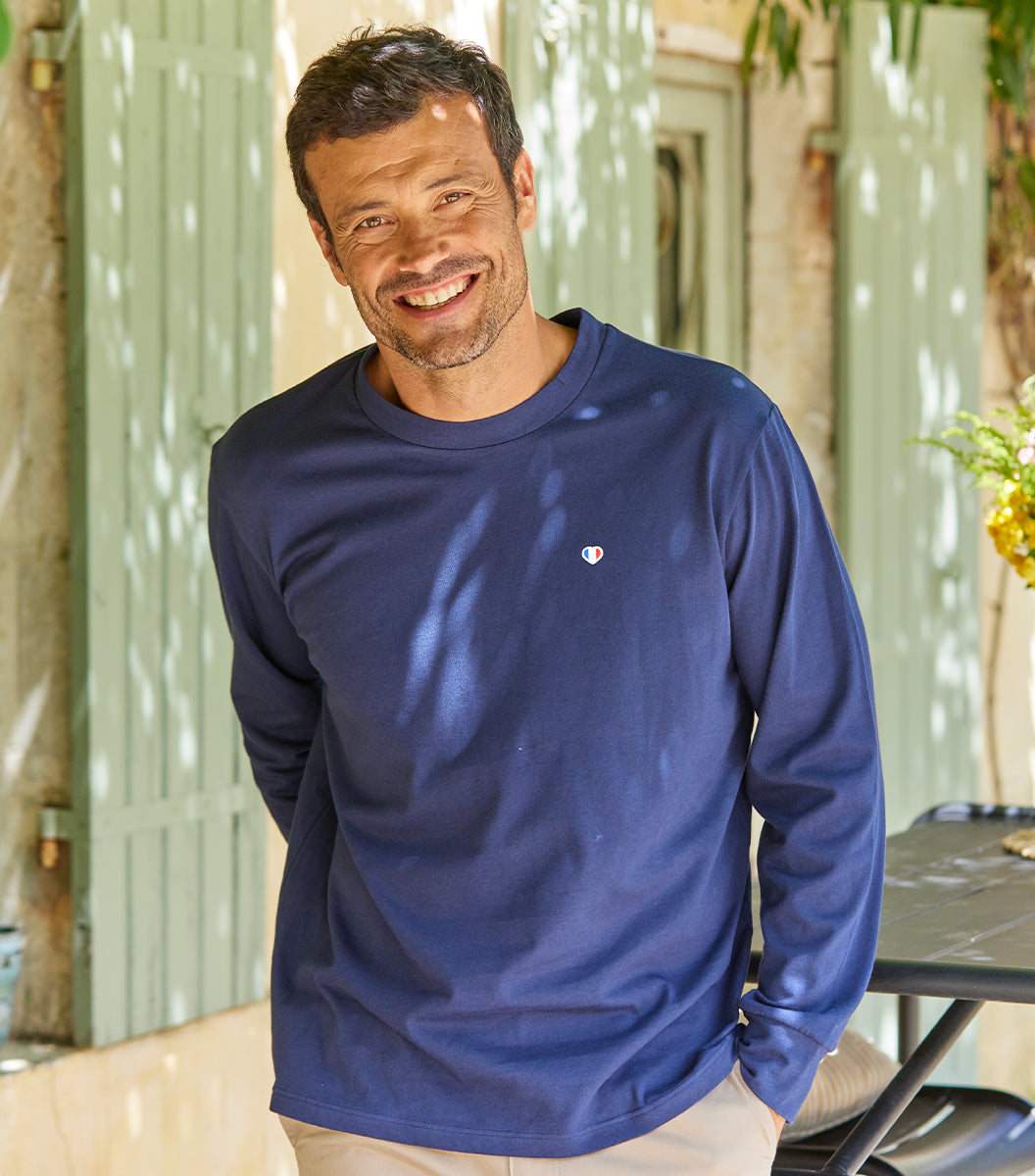 T-shirt Manches Longues Homme Marine - Iconique