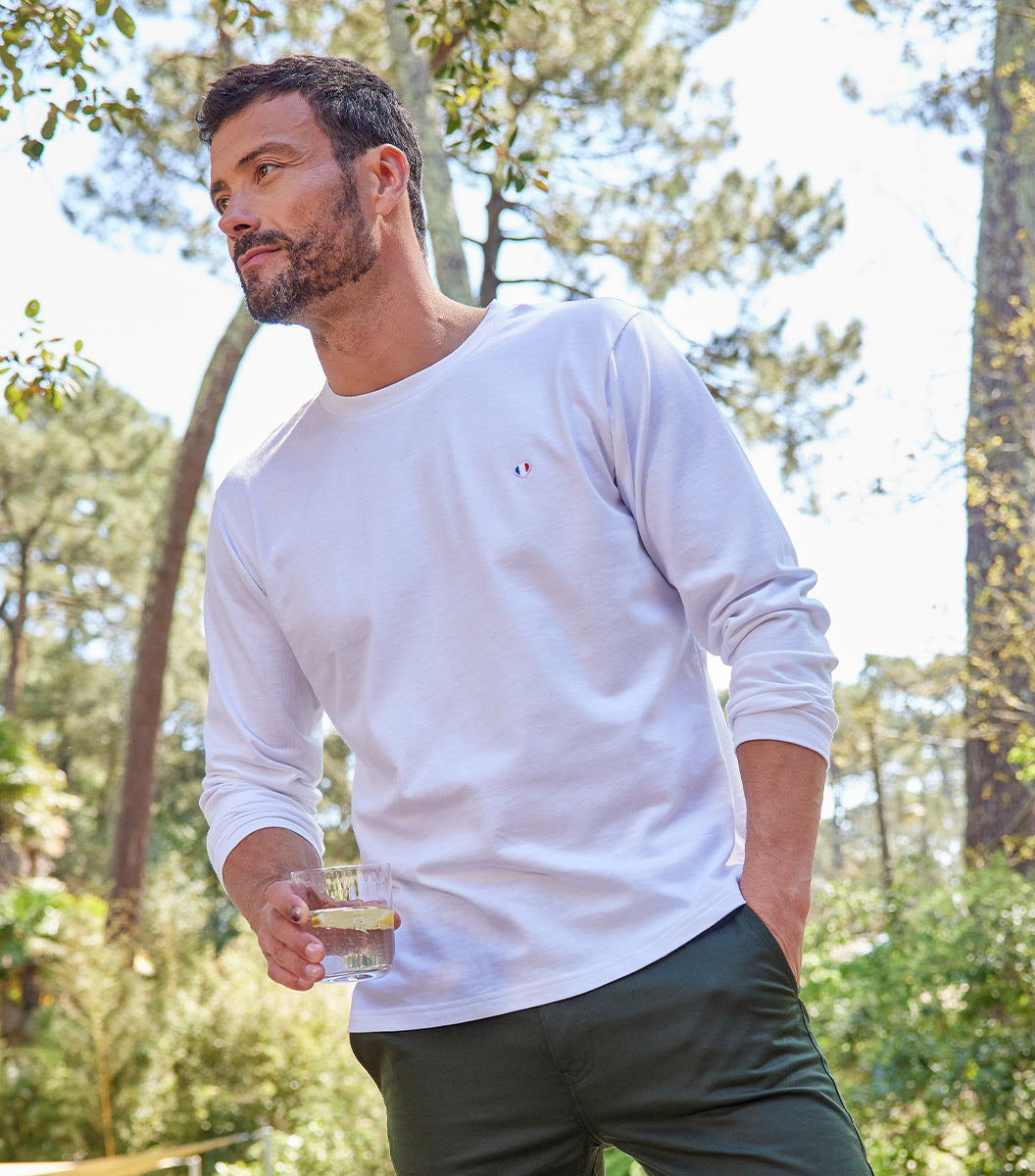 T-shirt Manches Longues Homme Blanc - Iconique