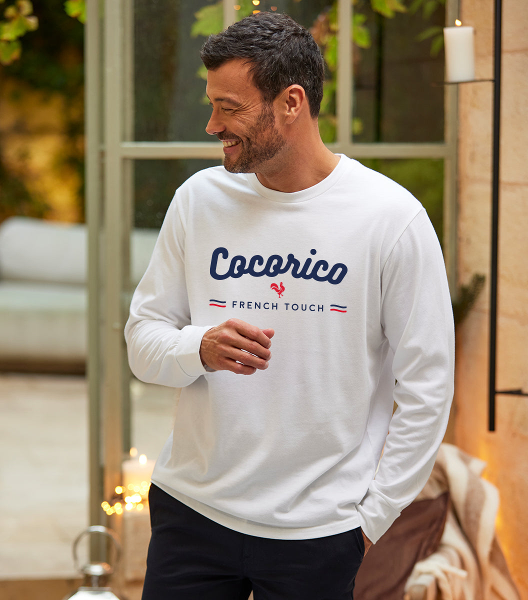 T-shirt Manches Longues Homme Blanc - French Touch