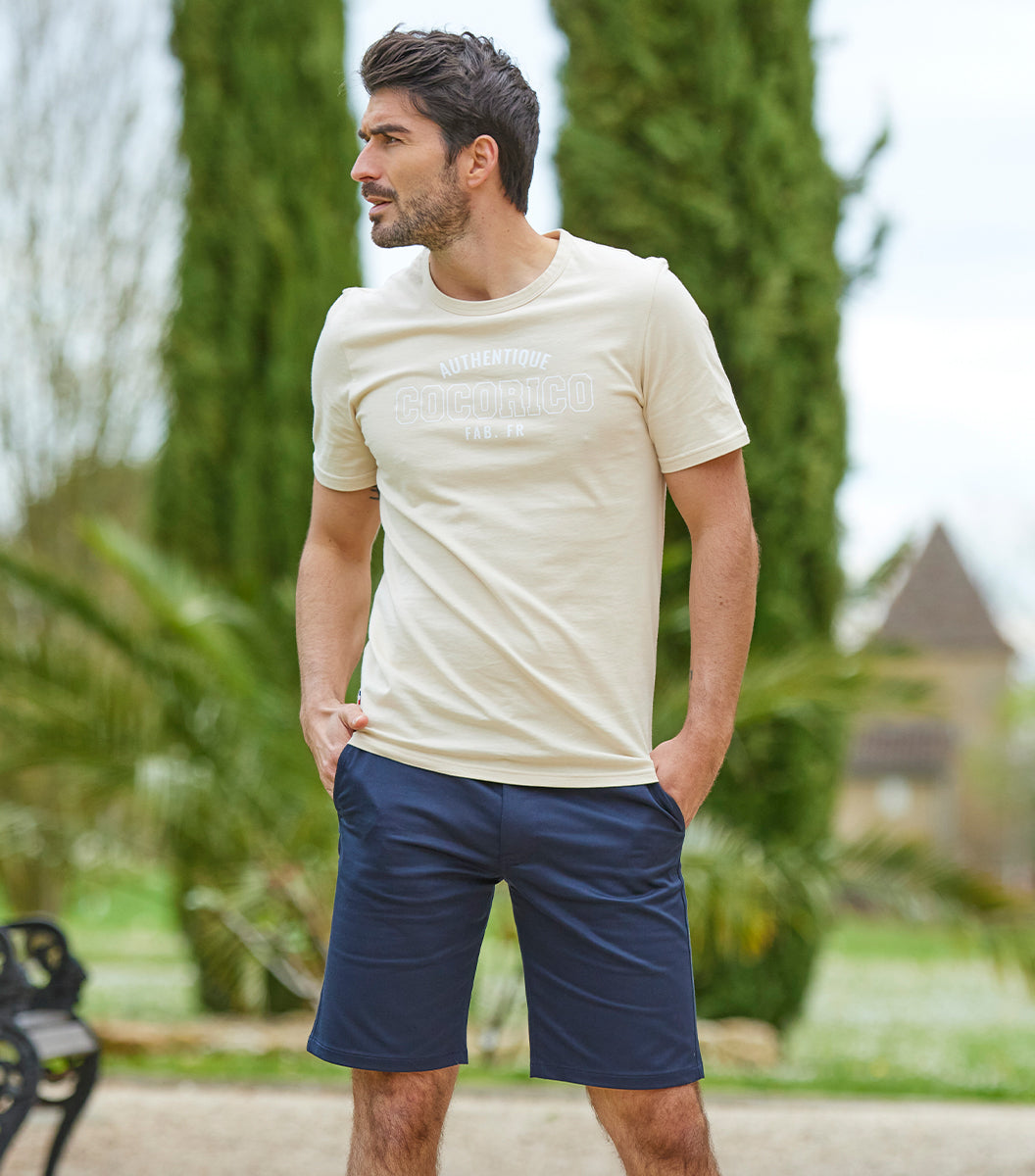 Bermuda Homme coton Bleu marine