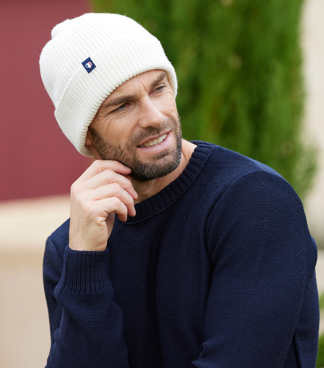 Pack Homme Pull / Bonnet Ecru