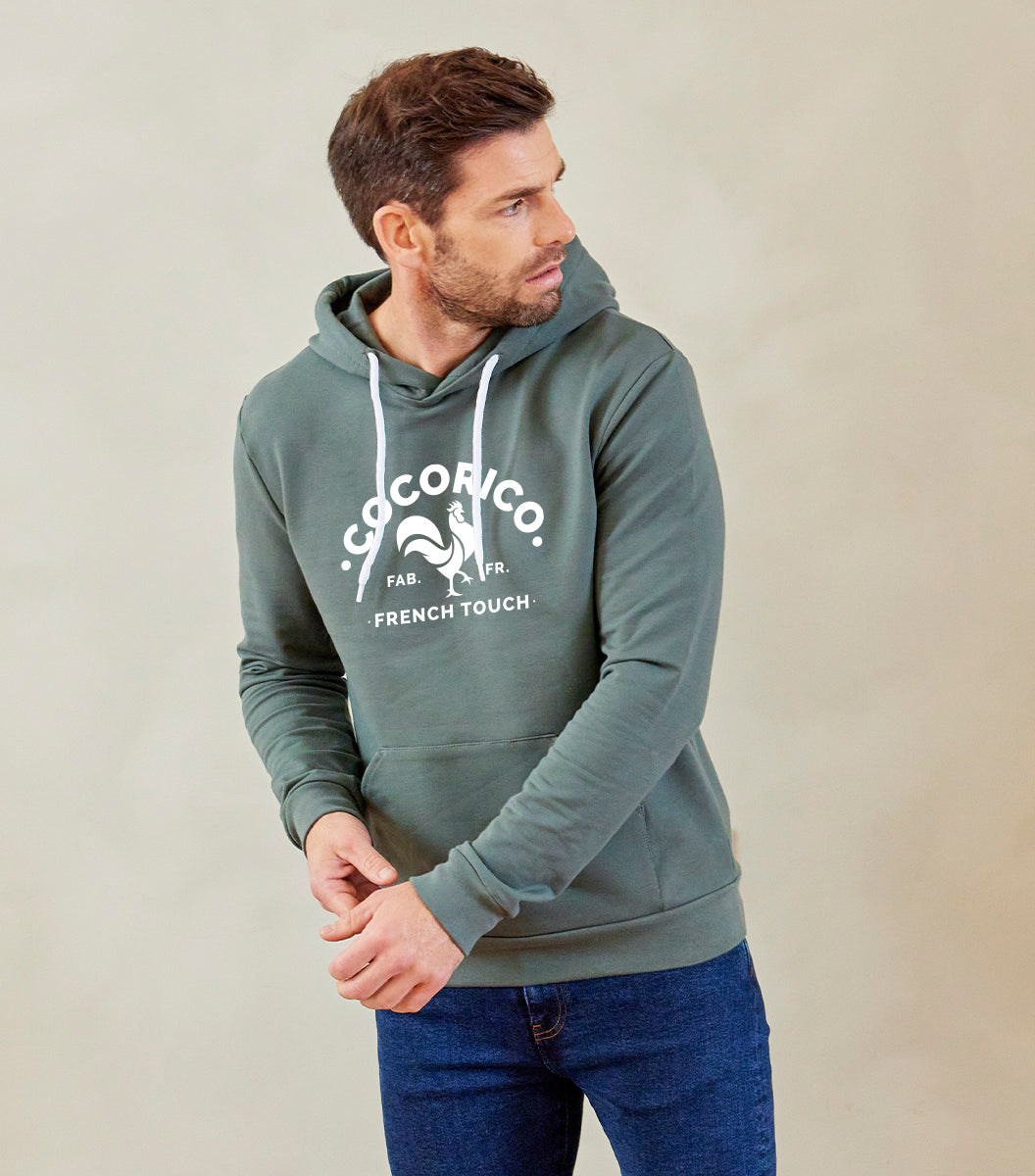 Sweat à Capuche Homme Sauge - Le Coq Francais