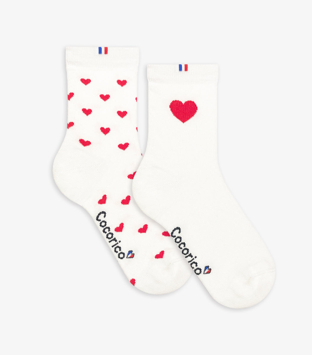 Chaussettes Femme x2 - Pack Cœur Rouge