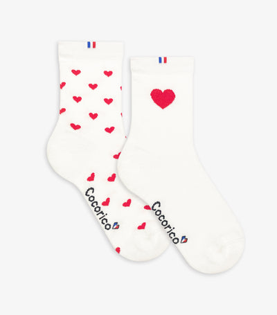 Chaussettes Femme x2 - Pack Cœur Rouge