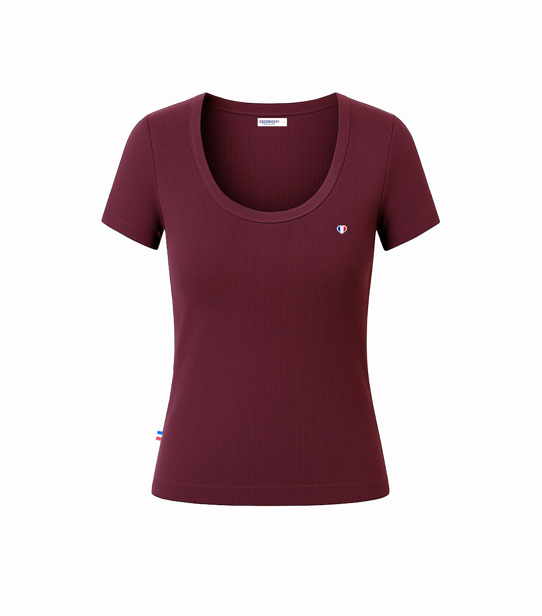 T-shirt Femme Côtelé Bordeaux - L'Iconique