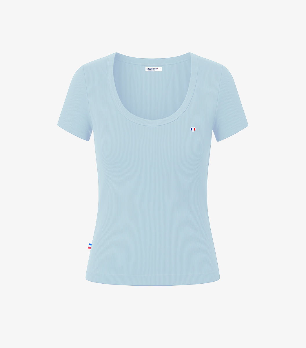 T-shirt Femme Côtelé Ciel - L'Iconique