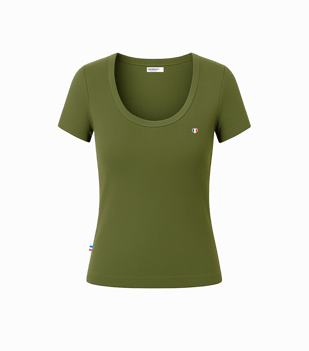 T-shirt Femme Côtelé Kaki - L'Iconique