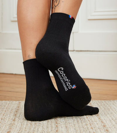 Chaussettes Femme en Laine Noir x2 - Pack Intemporel