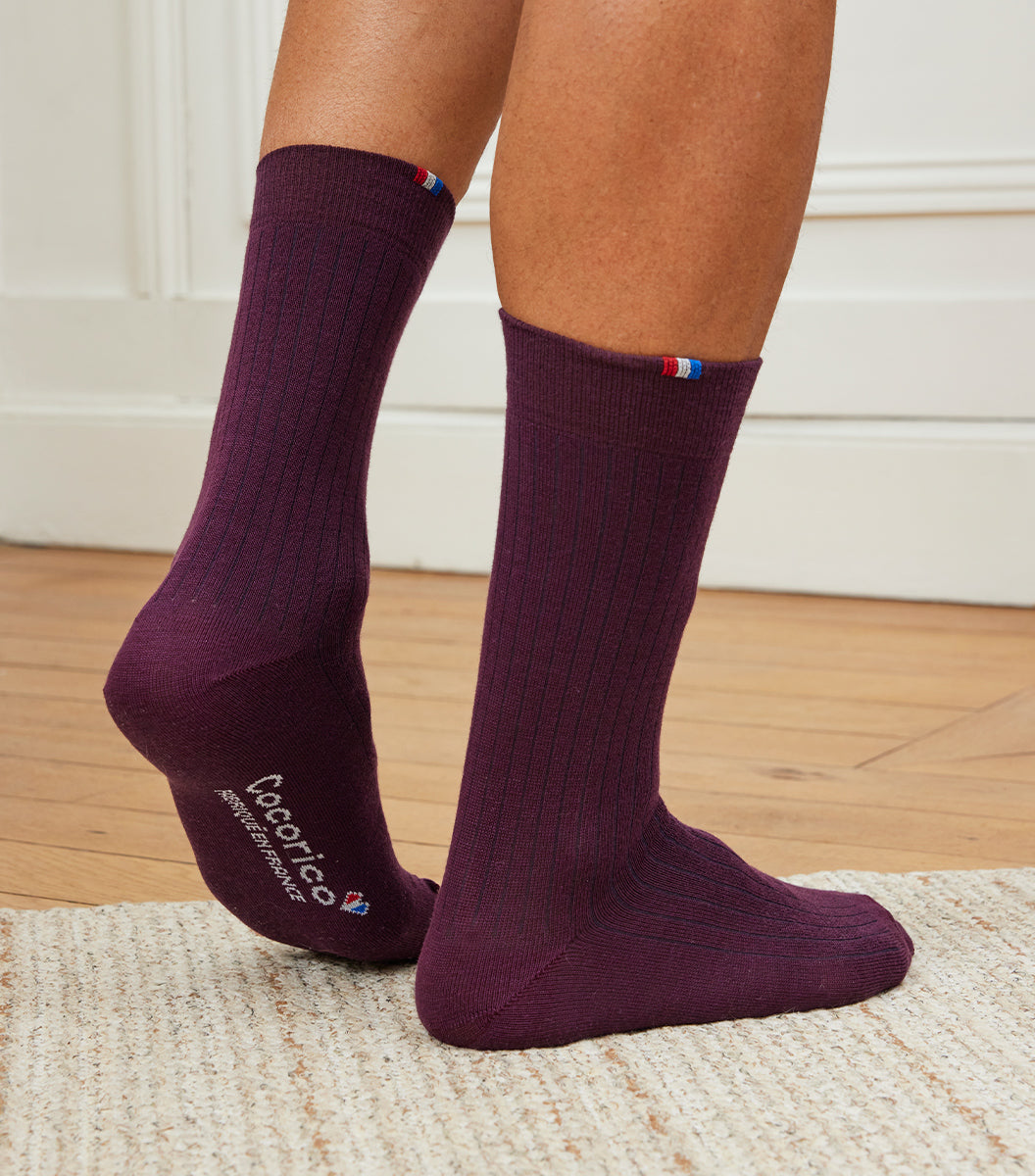 Chaussettes Homme en Laine Bordeaux