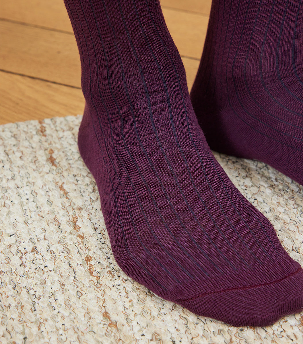 Chaussettes Homme en Laine Bordeaux
