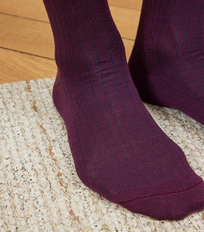 Chaussettes Homme en Laine Bordeaux