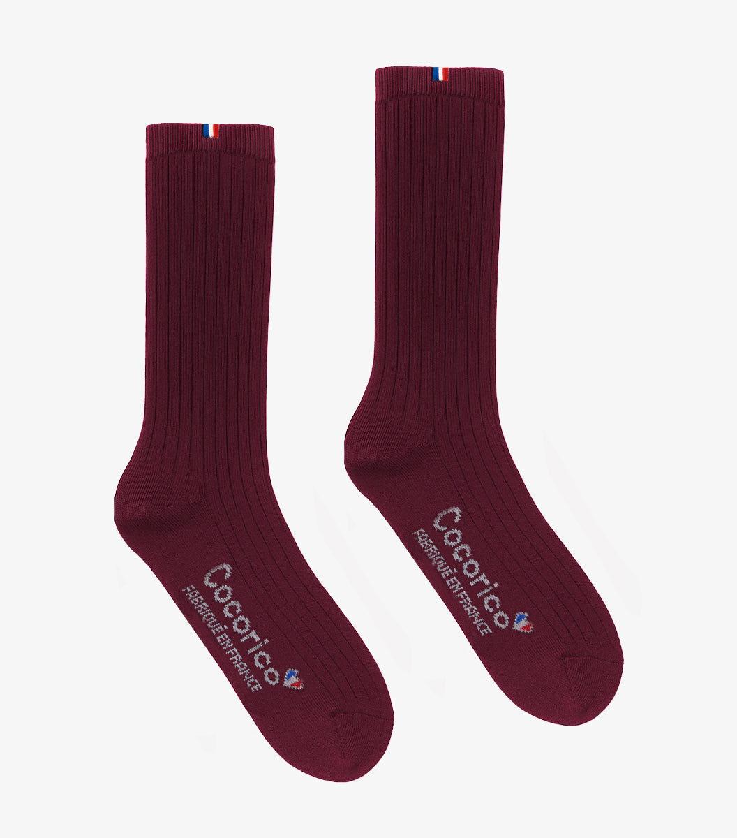 Chaussettes Homme en Laine Bordeaux