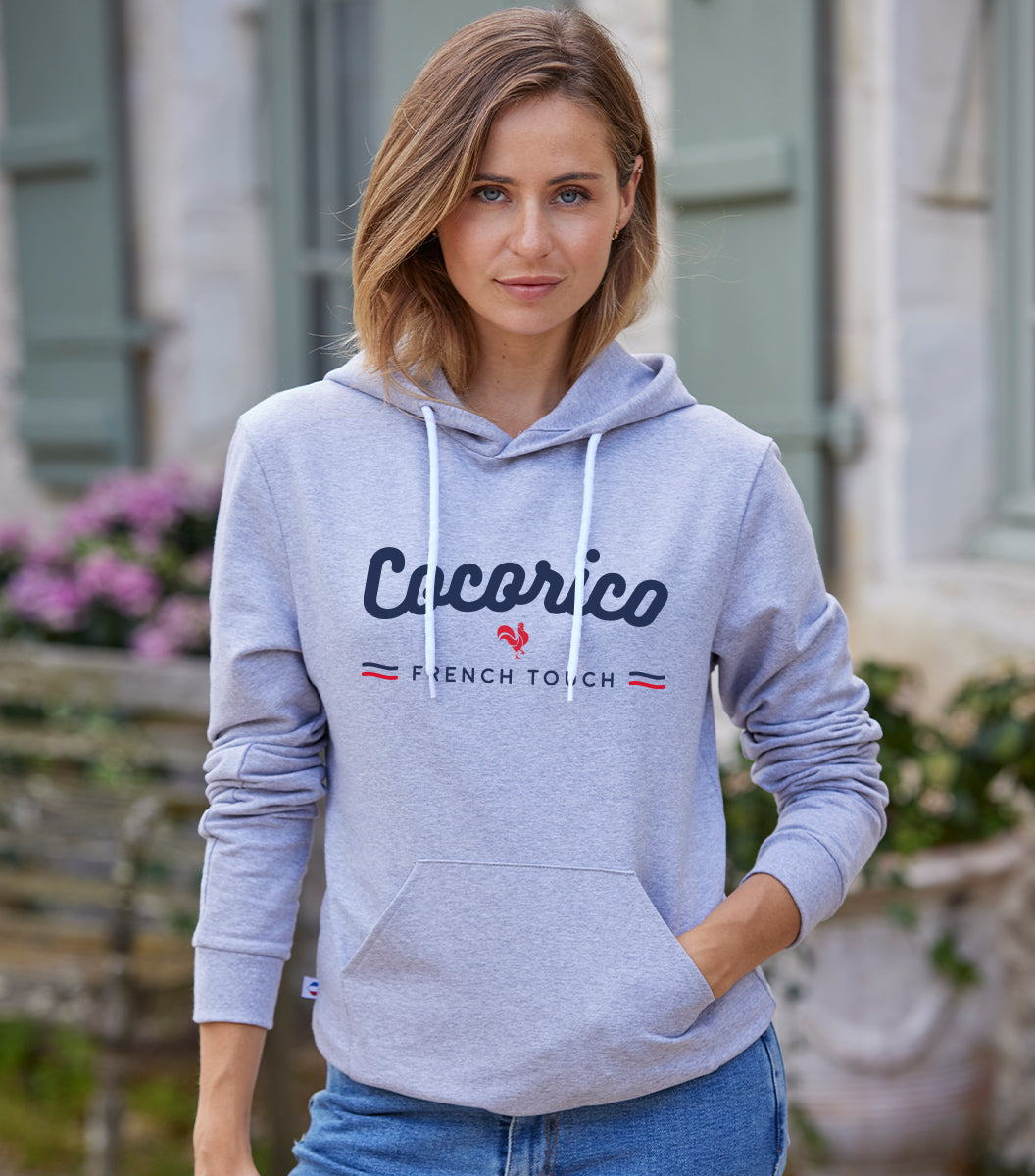 Sweat à capuche Femme Gris - French Touch