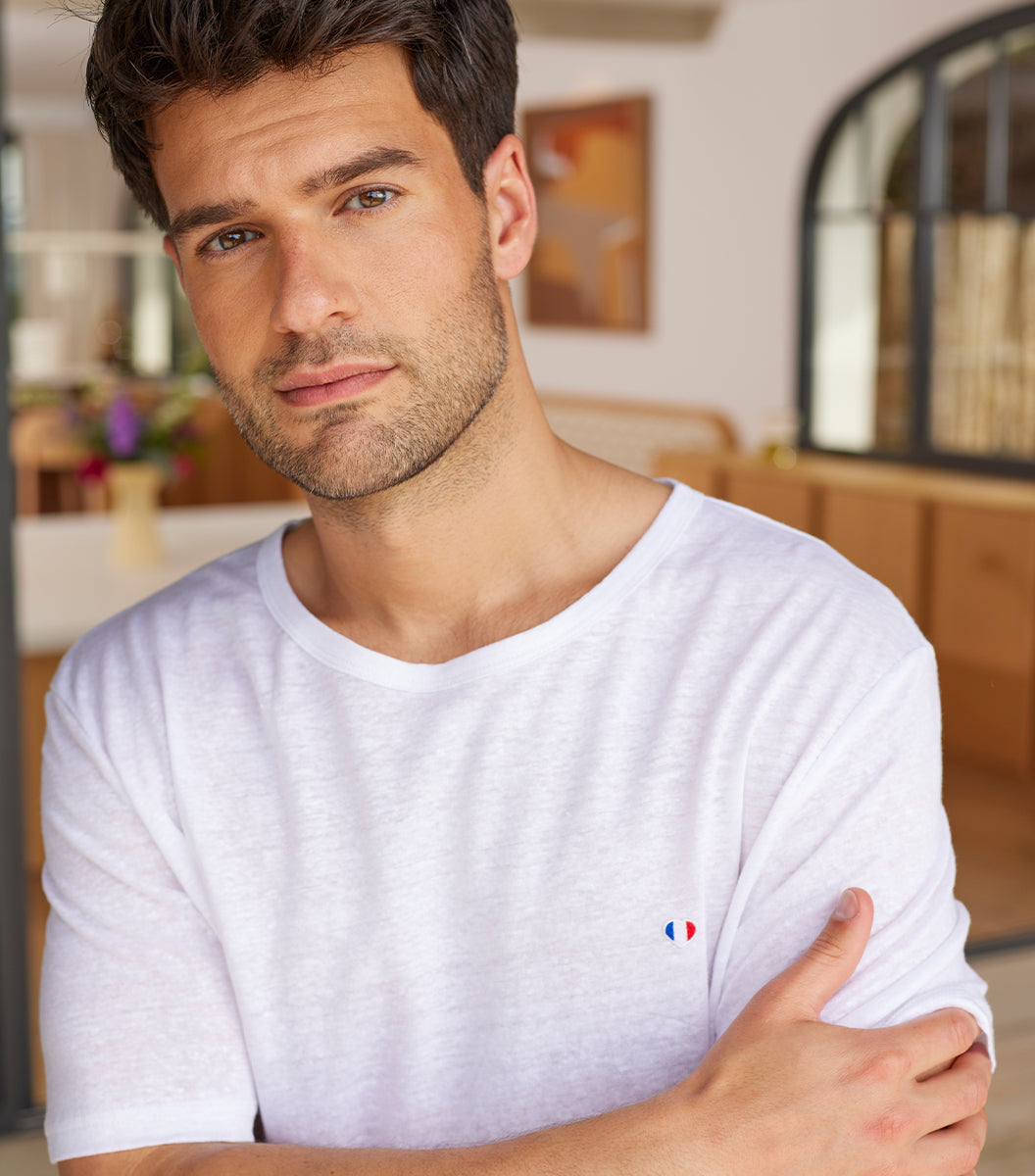 T-shirt Homme en Lin Blanc - Iconique