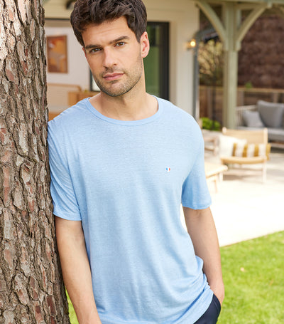 T-shirt Homme en Lin Ciel - Iconique