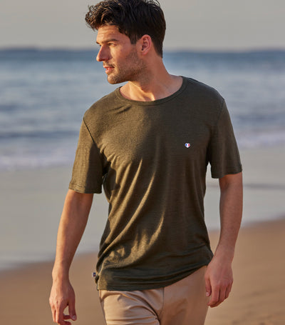 T-shirt Homme en Lin Kaki - Iconique