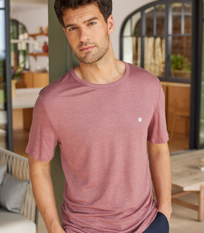 T-shirt Homme en Lin Rose - Iconique