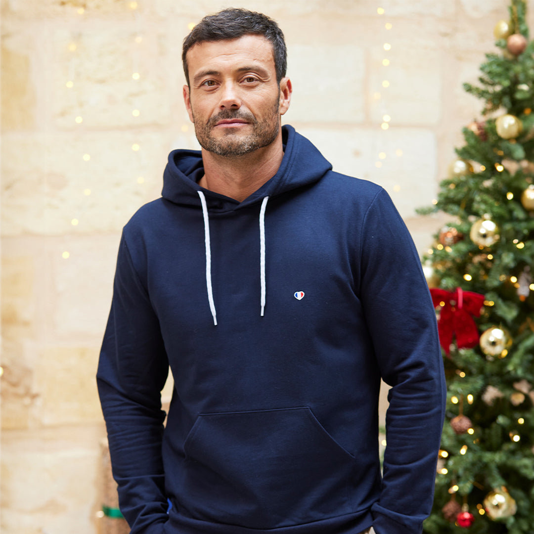 Sweat à capuche Homme Marine - L'Iconique