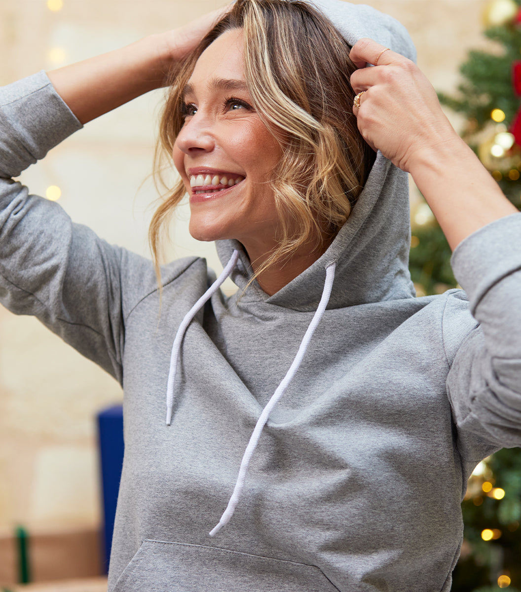 Sweat à capuche Femme Gris - Intemporel