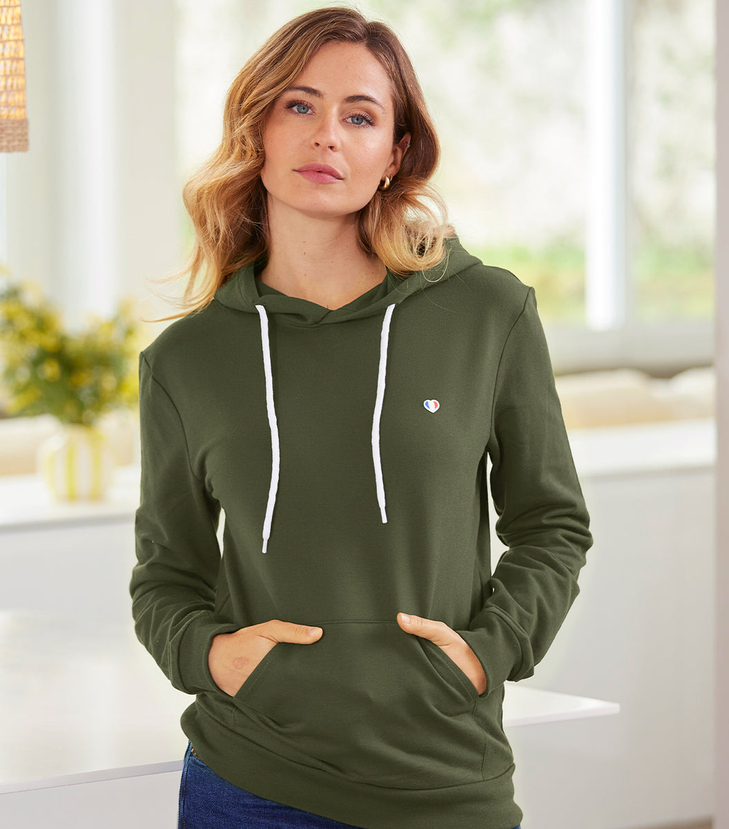 Sweat à capuche Femme Kaki - Iconique