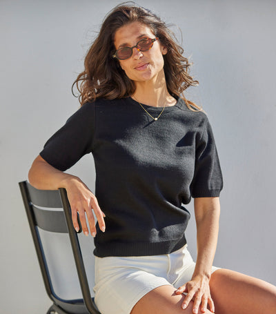 T-shirt Maille Femme Noir