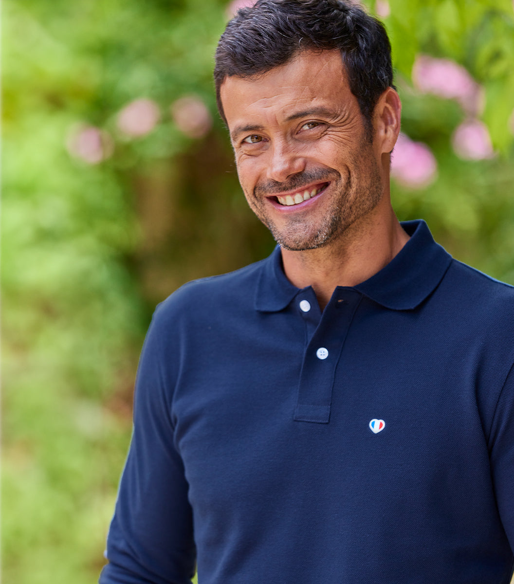 Polo Homme Manches Longues Marine - Iconique