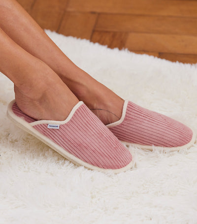 Mules Velours Femme Rose