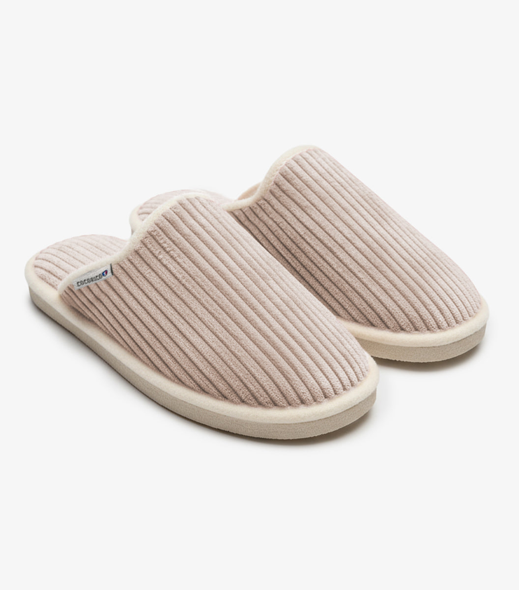 Mules Velours Femme Beige