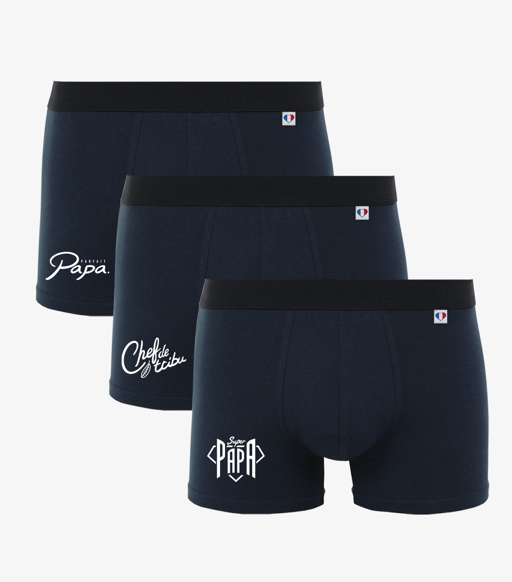 Boxer Homme Marine x3 - Pack Papa