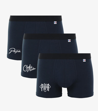 Boxer Homme Marine x3 - Pack Papa