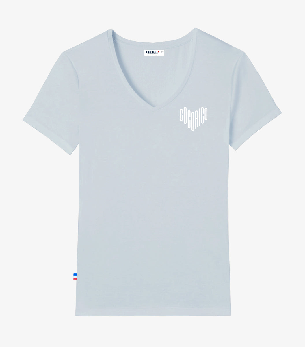 T-shirt col V Femme Ciel - Le Coeur