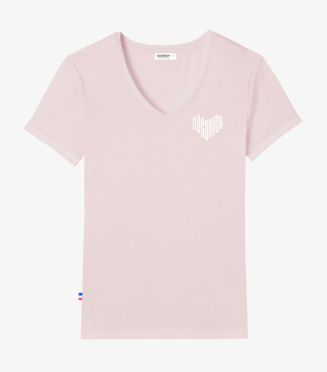 T-shirt col V Femme Rose - Le Coeur