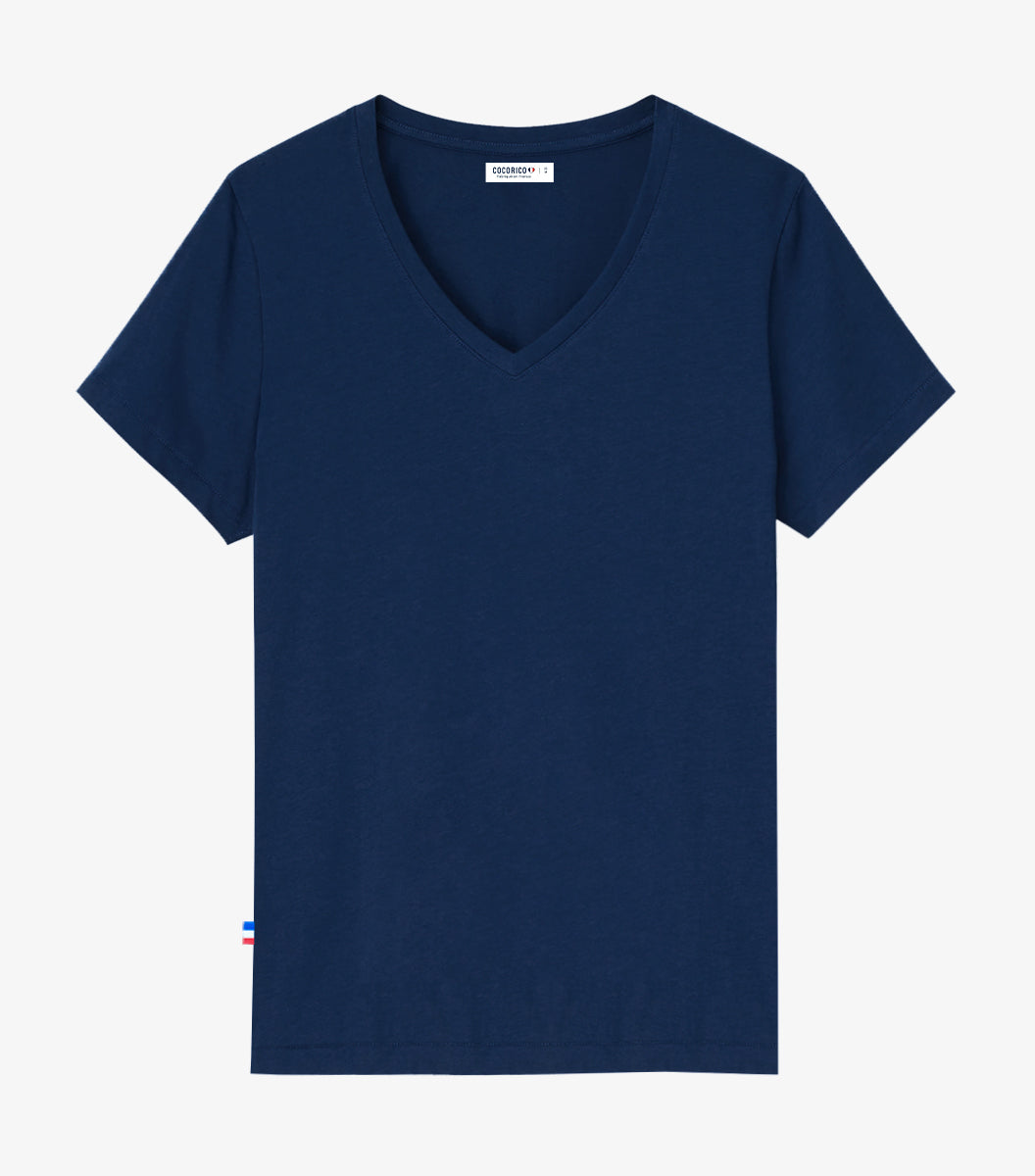 T-shirt col V Femme Marine - L'intemporel
