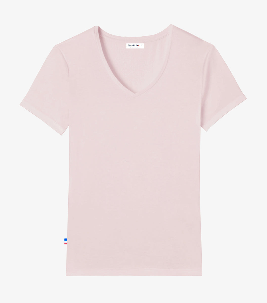 T-shirt col V Femme Rose - L'Intemporel