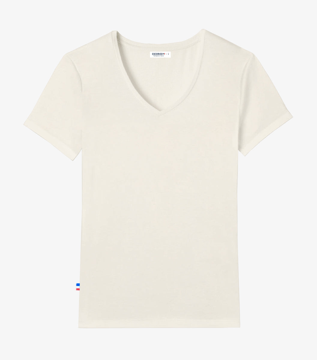 T-shirt col V Femme Sable - L'Intemporel