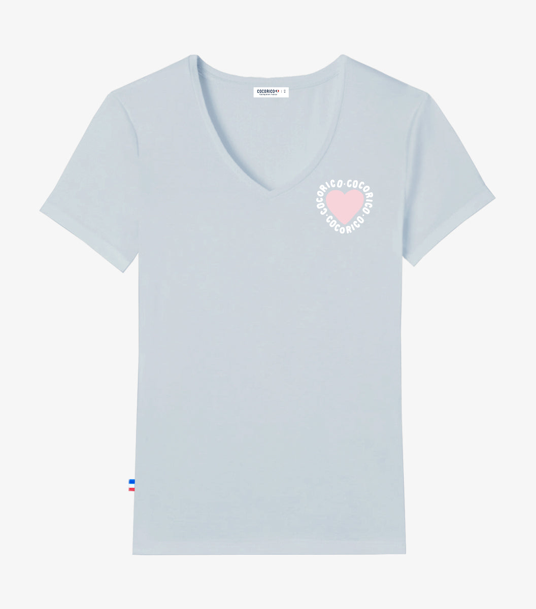 T-shirt col V Femme Ciel - Le Roméo