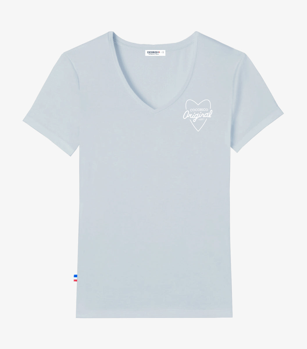 T-shirt col V Femme Ciel - Le Charmant