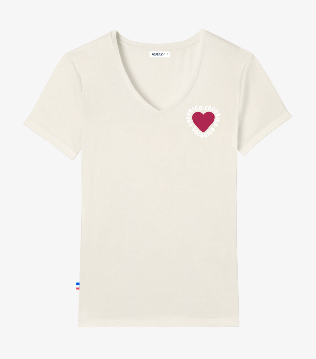 T-shirt col V Femme Sable - Le Roméo