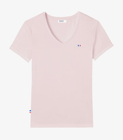 T-shirt col V Femme Rose - L'iconique