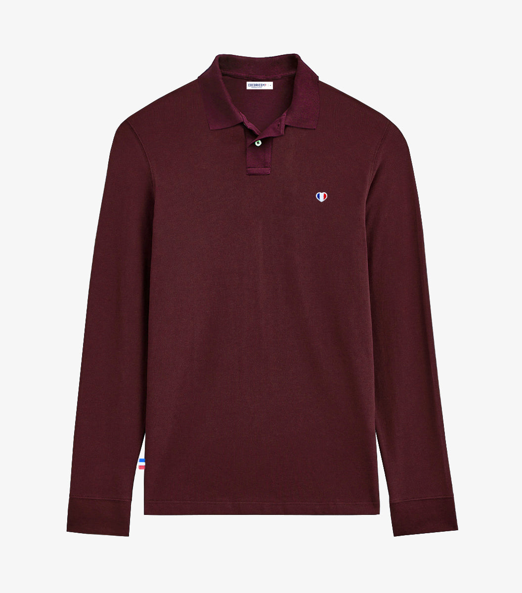 Polo Homme Manches Longues Bordeaux - L'Iconique